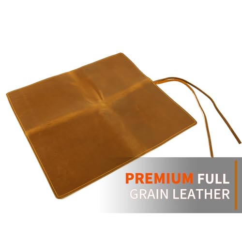 Genuine Leather Knife Roll, Knife Bags for Chefs Professional, Small Chef'S Knife Case Holder, Knives Holders Protectors with 7 Slots, Portable Chef Knife Roll Chef Knife Bag - color: 7 Slots Reddish brown