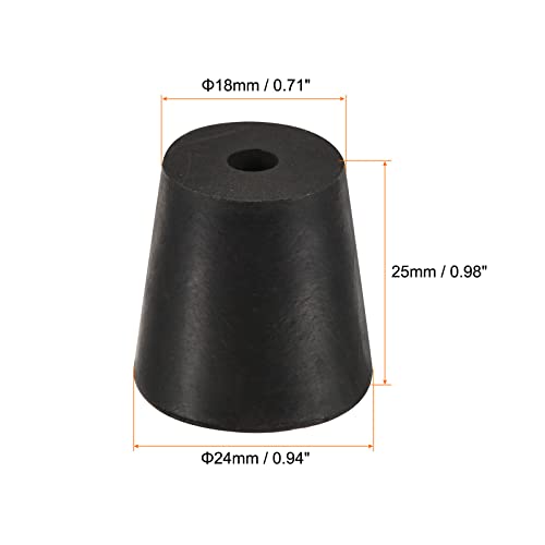 MECCANIXITY Rubber Tapered Plug 18mm to 24mm with Hole Test Tubes Bungs Stopper Black for Lab Home 5 Pieces - size: 18mm - 24mm