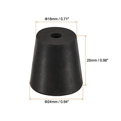MECCANIXITY Rubber Tapered Plug 18mm to 24mm with Hole Test Tubes Bungs Stopper Black for Lab Home 5 Pieces - size: 18mm - 24mm