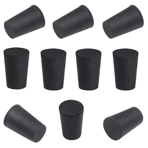 0# Black Tapered Shaped Solid Rubber Stopper for Gas Can Spout Heat Sink | 10pcs Lab Tube Stopper Size 13x16x24mm Hole Rubber Stoppers Caps - size: 0# Black