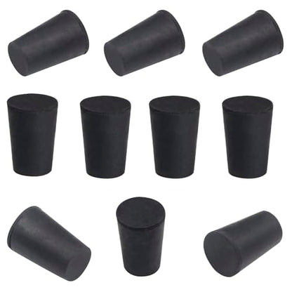 0# Black Tapered Shaped Solid Rubber Stopper for Gas Can Spout Heat Sink | 10pcs Lab Tube Stopper Size 13x16x24mm Hole Rubber Stoppers Caps - size: 0# Black