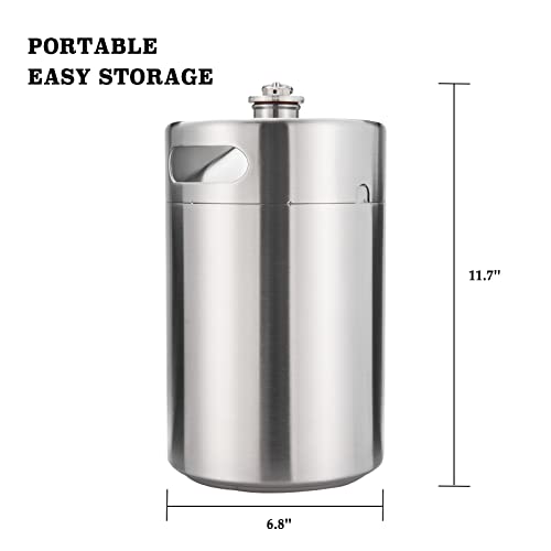 TMCRAFT 170OZ Stainless Steel Mini Keg, Portable beer growler with Exhaust Valve Designed Cap to Keep Beverage Fresh