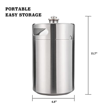 TMCRAFT 170OZ Stainless Steel Mini Keg, Portable beer growler with Exhaust Valve Designed Cap to Keep Beverage Fresh
