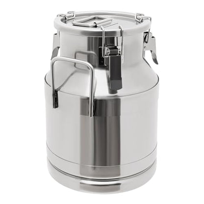 LOYALHEARTDY 10L/2.64Gal Milk Can, Stainless Steel Milk Transport Cans Wine Pail Bucket Tote Jug Pot Oil Liquid Storage Barrel with 2 Handles Milk Container with Lid for Grain Wine Liquid - color: 10l-2.64gal