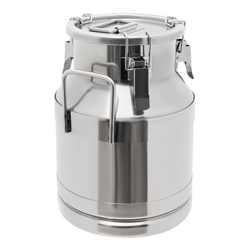 LOYALHEARTDY 10L/2.64Gal Milk Can, Stainless Steel Milk Transport Cans Wine Pail Bucket Tote Jug Pot Oil Liquid Storage Barrel with 2 Handles Milk Container with Lid for Grain Wine Liquid - color: 10l-2.64gal