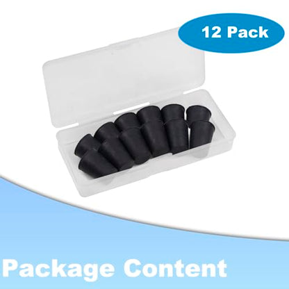 12pcs Lab Rubber Stoppers for Lab Tube 00# Hole Stopper | 11x15x20mm Stopper Size Black Tapered Shaped Solid Rubber Stopper - size: 00# Black