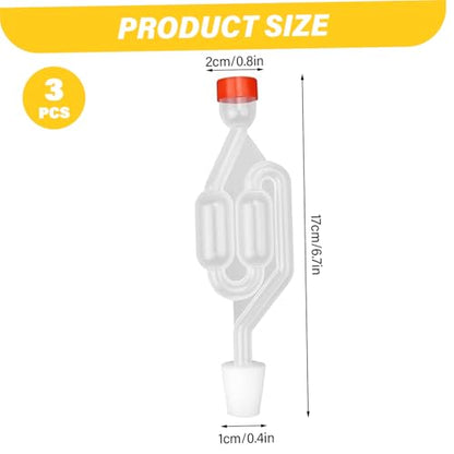 NIDONE Airlocks for Fermenting, 3Pcs S-Shaped Bubble Airlock Set, Home Brewing Wine Beer Sauerkraut Pickles Tool with Rubber Stopper