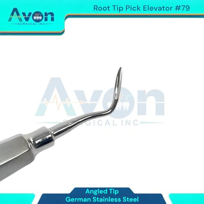 No. 79 & No. 80 Apical Root Tip Pick Elevator, Angled Tip, Hollow Gold Color Handle | Autoclave Safe German Stainless Steel Instruments (Set of 2)