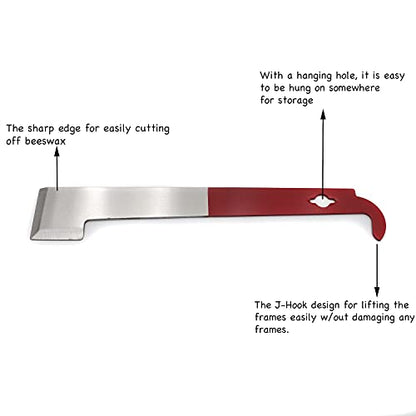 HongK- [Multipurpose Tool] Bee Hive Tool Stainless Steel Scraper J Hook Frame Lifter Gripper X 1 Beekeeping Equipment [P/N: ET-TOOL033 X1-SR] - size: 1 piece