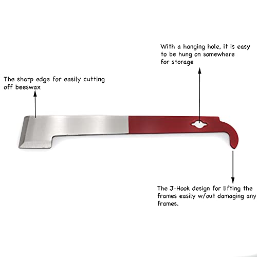1PC Stainless Steel Bee Hive Scraper Tools - J Hook Bee Frame Lifter Beekeeping Equipment Bee Hive Hand Tool Beekeeper Tool, 10.6 Inch - size: 1 PC