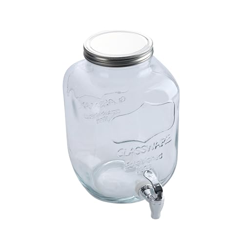 McEtt - Large Kombucha Brewing Jar Kit - 5 Liter (1.3 Gallon) Glass Continuous Fermentation Jar - SCOBY Hotel with Airtight Lid & Spout