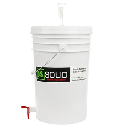 U.S. Solid 6.5 Gallon Fermenter Bucket with Airlock & Spigot | Food-Grade Plastic, BPA-Free | Primary Fermentation Vessel for Beer, Wine, Pickles | Screw-Top Lid - size: 6.5 gallon(1-PACK, Screw Cap)