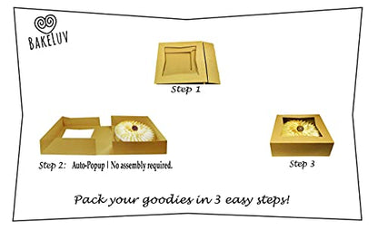 BAKELUV Pie Boxes 10x10x2.5 Inch | Brown / 12 pcs/Auto-Popup | Bakery/Pastry/Treats/Cookies/Cheesecake/Cake/Muffins/Donuts - color: Brown, size: 12