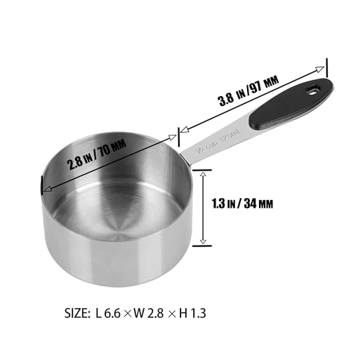 DOTINGHUX 1/2 Cup Magnetic Grips Stainless Steel Measuring Cup -1PCS - size: 1/2 cup