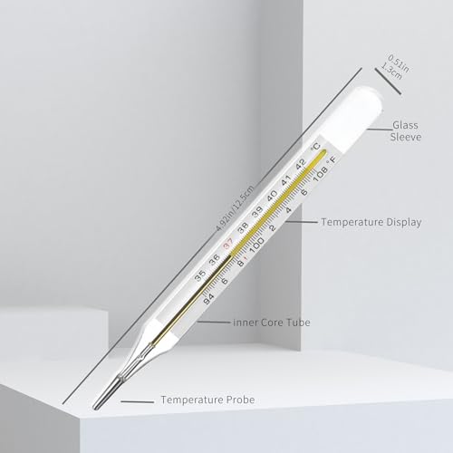 ℉ & ℃ Clinical Glass Thermometer for Underarm 2PCS - Classic Non Digital Thermometer for Adults - Accurate Easy Reading by AiBi TECH