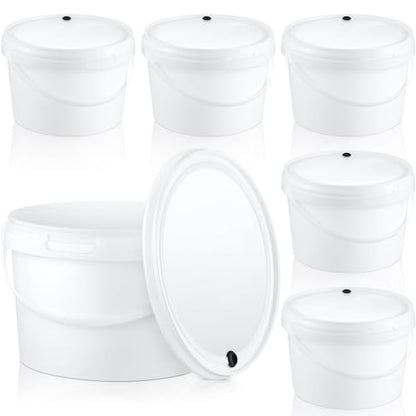 Hushee 6 Pcs 1 Gallon Round Fermentation Bucket Fermenting Bucket with Lid Fermenting Food Grade Home Brewing Wine Fermenter for Beer Wine Mead Cider Fermented Beverage
