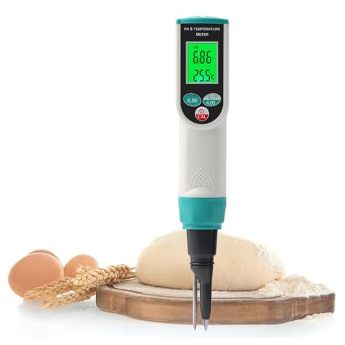 Portable Dough PH Test Pen, Digital Food PH Tester, with High Precision Sensitive Electrode, Large HD Screen, 0.00~14.00pH, Temperature 0~50℃, for Meat Canning Cheese Dough Water