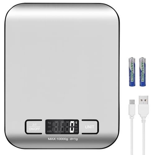 Digital Shipping Scale,Stainless Steel Panel, Accurate Portable Postal Scale for Packages, Small Business,Kitchen, Food, Handmade, Liquids, and Boutique (Silver Black Rechargeable(10kg/1g)) - color: Silver black Rechargeable(10kg/1g)