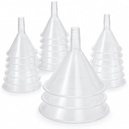 RHBLME 20 PCS Plastic Funnels Set, 4.7 Inch Wide Mouth Clear Plastic Funnels for Filling Bottles, Multipurpose Large Funnel with Long Reaching Spout, Water Bottle Funnel for Powder Liquid Spices