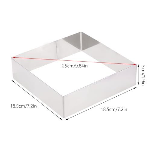 GALPADA Stainless Steel Square Cake Ring 7.28 X 7.28 X 1.96 Inch Cake Cutter Mousse Mold Reusable Baking Tool for Pastry Dessert Fondant Bread Sandwiches Cheese - size: Size 10