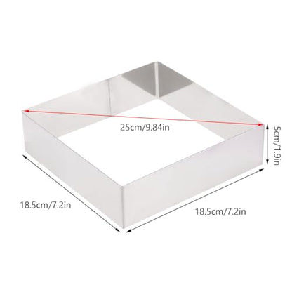 GALPADA Stainless Steel Square Cake Ring 7.28 X 7.28 X 1.96 Inch Cake Cutter Mousse Mold Reusable Baking Tool for Pastry Dessert Fondant Bread Sandwiches Cheese - size: Size 10