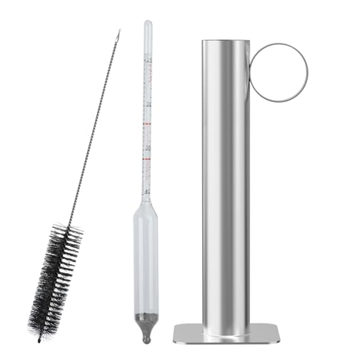 Maple Syrup Hydrometer Test Cup Kit, Stainless Steel Syrup Tester | Measures Sugar Content Accurate Reading Easy to Use Maple Syrup Supplies with Cleaning Brush