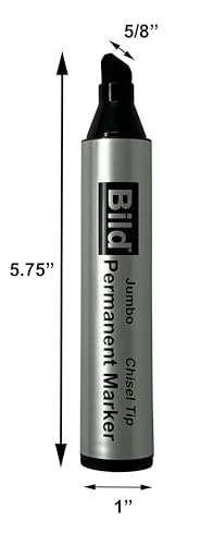 Bild Jumbo Permanent Markers, Chisel Tip, Black Waterproof Quick-Drying Ink, Extra Large Thick Wide Tip for Cardboard, Posters, Shipping Boxes (Black)