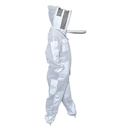MS Breathable Ventilated 3Layers Beekeeping Suit with Fencing Veil & Protective Gloves – Full Body Beekeeper Suit - color: White, size: Large