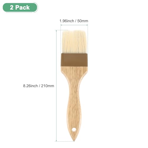 M METERXITY 2-Pack Pastry Brush, Wooden Handle Natural Bristle Basting BBQ Oil Brush for Cooking/Barbecue/Kitchen [2"] - size: 2"