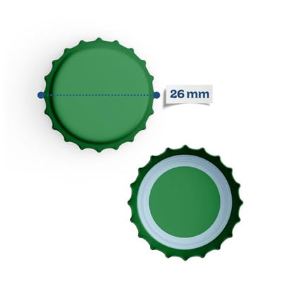 Fermentaholics Green Beer Bottle Caps - 144 Count Oxygen Absorbing Bottle Lids – 26mm Crown Caps for Homebrewing Beer, Cider, Soda, DIY Crafts and more – Fits Standard American Pry-Off Bottles