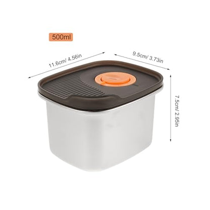 Stainless Box - 500ml Cheese Storage Container With Airtight Lid For Fridge Food Preservation And Storage - Space-Saving - size: 11.60X9.50X7.50CM