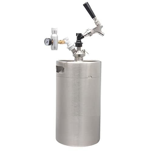 Portable Draft Keg System Stainless Steel Keg Mini Keg Draft System Stainless Steel Portable Mini Keg Dispenser Pressure Regulator Craft Beer Draft Home Brew,8L