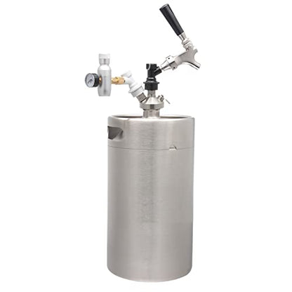 Portable Draft Keg System Stainless Steel Keg Mini Keg Draft System Stainless Steel Portable Mini Keg Dispenser Pressure Regulator Craft Beer Draft Home Brew,8L