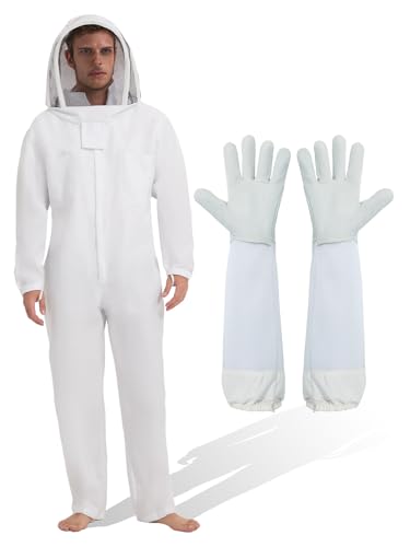 Sting Proof Bee & Beekeeper Suit, Unisex, Veil & Gloves, XXL | Sting Proof Beekeeping Gear for Men & Women, Beginner to Pro, Backyard Apiary, Halloween Bee Costume - size: XXL