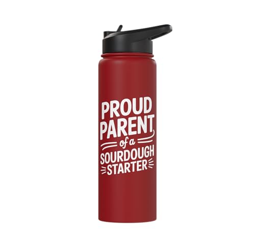 Proud Parent Sourdough Starter Active Yeast Stainless Steel Insulated Water Bottle - color: Red