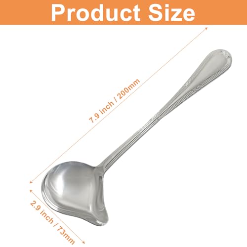2 Pack 7.9 Inch Gravy Ladle Drizzle Spoon, Stainless Steel | Mini Sauce Ladle, Pouring Spout, 1 oz Capacity, For Gravy, Sauce, Soup & Dressing