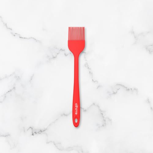 Elihome Mini Silicone Basting Pastry Brush, Cooking Brush for Oil Sauce Butter Marinades, Food Brushes for BBQ Grill Kitchen Baking, Baster Brushes Baste Pastries Cakes Meat Desserts, Food Grade, Red - color: Red