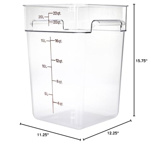 Cambro Food Storage Container - Classic Series Square - 22 QT (Quart) - Commercial Grade for Food Prep (Clear) - size: 22 QT