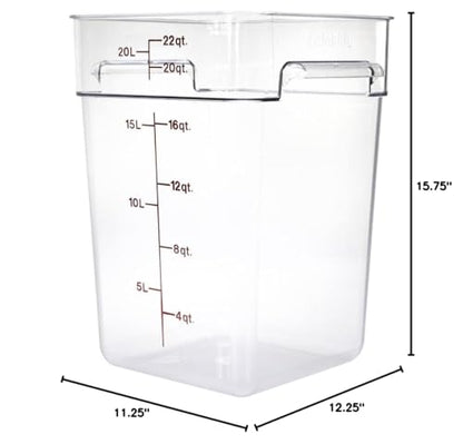 Cambro Food Storage Container - Classic Series Square - 22 QT (Quart) - Commercial Grade for Food Prep (Clear) - size: 22 QT