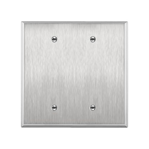 ENERLITES Blank Device Stainless Steel Wall Plate, Metal Corrosive Resistant Cover for Unused Outlets Light Switches Holes, Size 2-Gang 4.88" x 4.92", 7702M, 430, UL Listed, Silver, 1 Pack - color: Stainless Steel, size: 2 Gang - Midsize