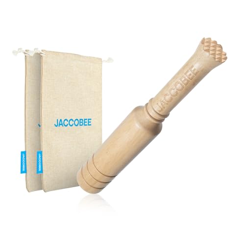 JACCOBEE 3-in-1 Kitchen&Bar Tool Set 12.6" Wooden Mallet, Muddler for Cocktails/Sauerkraut Pounder for Mason Jars/Ice Crusher(with 2Pcs Canvas Lewis Ice Bag)