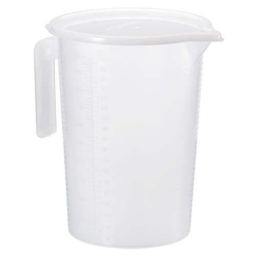 PATIKIL Graduated Beaker, 5000ml PP Plastic Liquid Measuring Cup Double Sided Graduations with Handle Lid and Spout for Lab Kitchen Home - size: 5000ml
