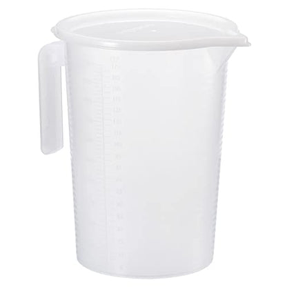 PATIKIL Graduated Beaker, 5000ml PP Plastic Liquid Measuring Cup Double Sided Graduations with Handle Lid and Spout for Lab Kitchen Home - size: 5000ml