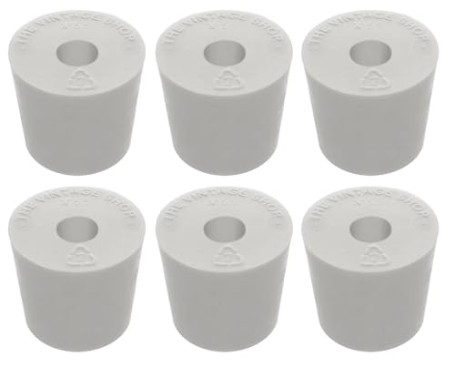 North Mountain Supply #5.5 Drilled Rubber Stopper - Designed with Slip Resistance - Use with Airlocks for Fermentation - Pack of 6