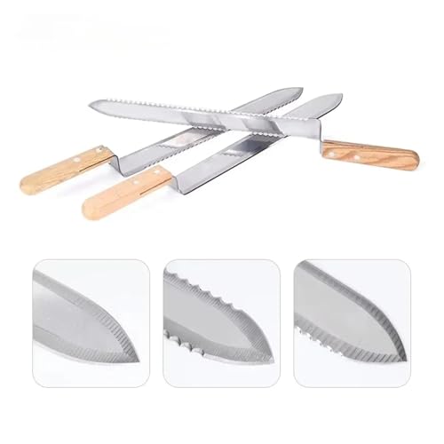 MUSM Stainless Steel Beekeeping Uncapping Knife, Z-Shaped Honey Scraper with Wooden Handle, Beekeeping Supplies for Hive Maintenance