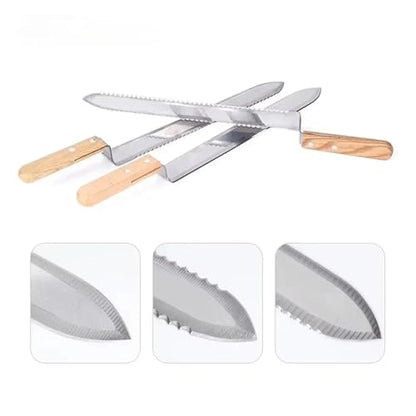 MUSM Stainless Steel Beekeeping Uncapping Knife, Z-Shaped Honey Scraper with Wooden Handle, Beekeeping Supplies for Hive Maintenance