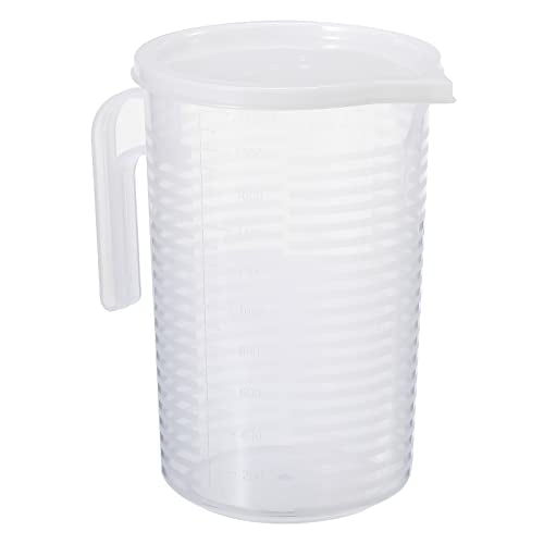 PATIKIL Graduated Beaker, 2000ml PP Plastic Liquid Measuring Cup Double Sided Graduations with Handle Lid and Spout for Lab Kitchen Home - size: 2000ml