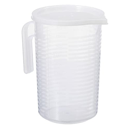 PATIKIL Graduated Beaker, 2000ml PP Plastic Liquid Measuring Cup Double Sided Graduations with Handle Lid and Spout for Lab Kitchen Home - size: 2000ml