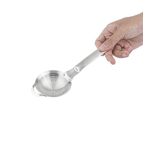Restaurantware Fine Mesh Strainer - 1 Count - Met Lux 8.27" x 3.15" Stainless Steel Fine Mesh Sieve, Adjustable Tilt Strainer, Hanging Hole, Easy to Clean - Sieve For Flour and Juice - size: 8.25" x 3.25"