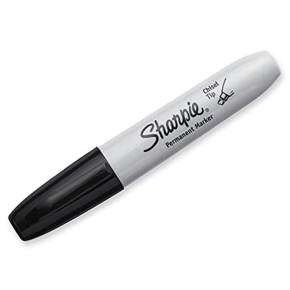 SHARPIE Permanent Markers, Large, Chisel Tip, Black,Marks on Paper, Plastic, Metal, and More, 4 Count (Pack of 2) - size: 4 Count (Pack of 2)